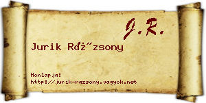 Jurik Rázsony névjegykártya